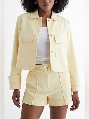 Express Women's Light Yellow Utility Jacket, US M